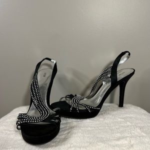 Black heels with diamond studs